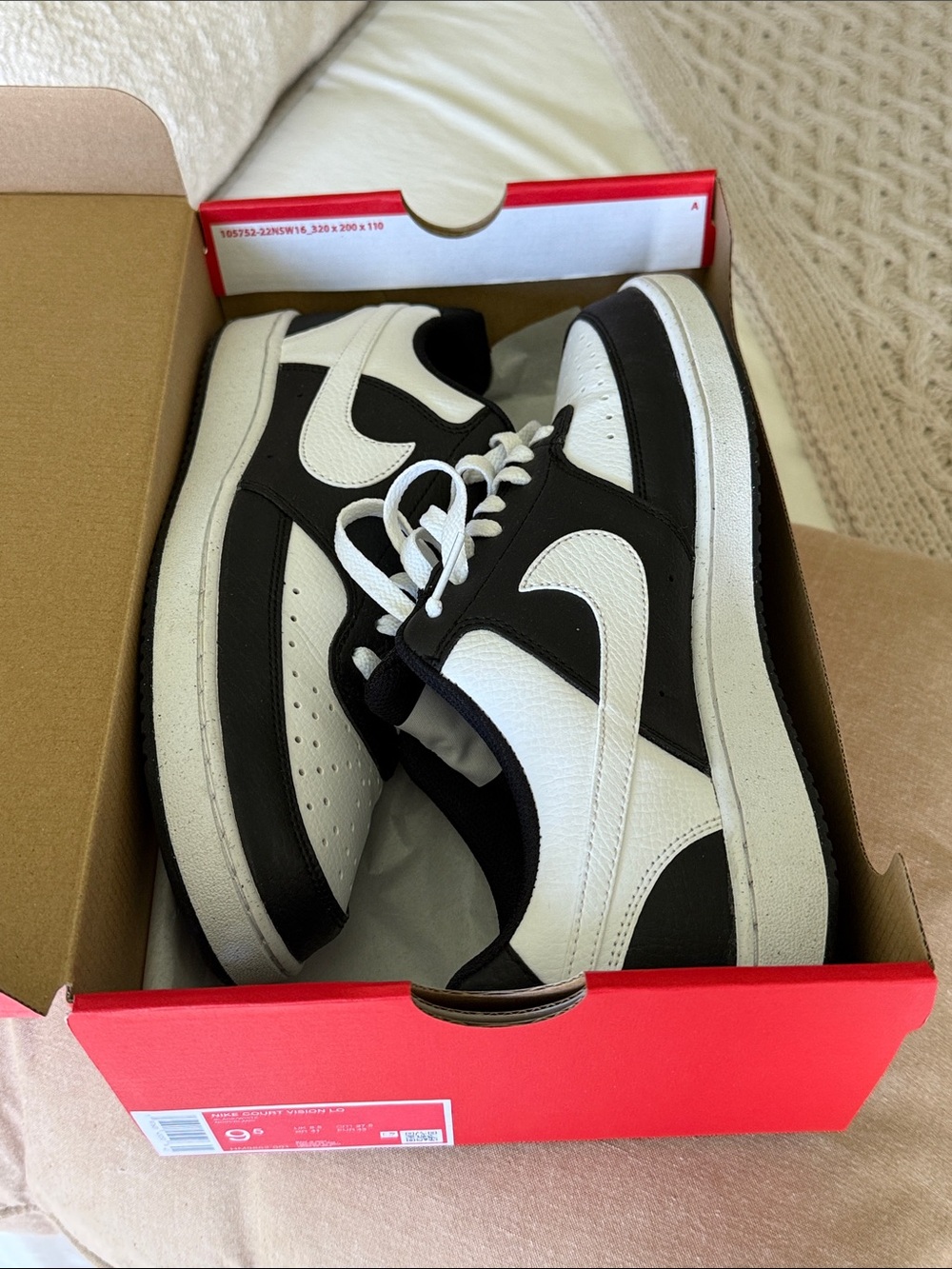 Men’s Nike Court Vision Lo BLK/Wht Panda 9.5